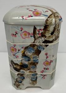 Large Antique Porcelain Bento Box 10 12T x 6 12 W