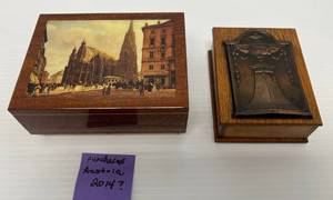 Two Vintage Ornate Wooden Trinket Boxes 1 Made In Austria And More