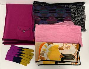 Group Of Misc. Scarves, Scarf And Gloves (Scarf Might Be Cashmere)