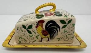 Antique Floral ButterCheese Plate 6 L x 4 12 D x 3 12 T ( Has Cracks And Crazing)