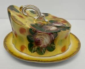 Antique Floral ButterCheese Plate 9 x 4 12 T