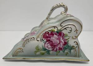 Antique Floral ButterCheese Plate 9 14 L x 6 34 D x 6 34T