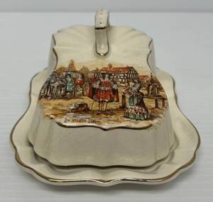 Antique Floral ButterCheese Plate 6 L x 5 D x 3 12T (Crazing Present)