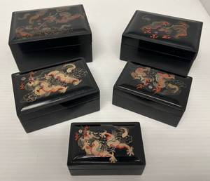 Antique Wooden Lacquer Stacking Boxes