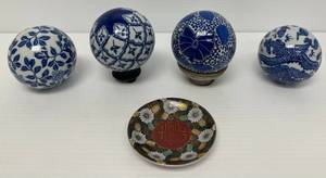 Group Of Blue And White 3 Porcelain Balls