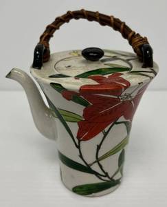 Antique Floral Pottery Teapot 5 x 4 12