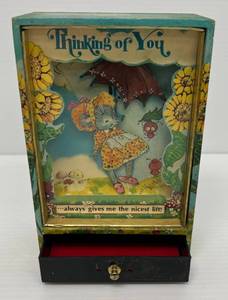 Antique Animated Musical Trinket Box (Works) 8 14T x 5 14W x 2 12D