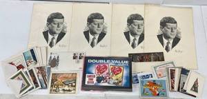 Group Of Vintage Paper Items Including Sketches Of JFK And More