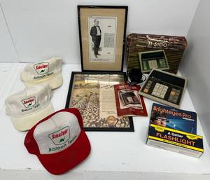 Group Including Antique Gas Station Advertisment Snap-Back Hats Sinclair ( Have Pin Holes) And More