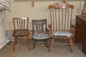 lot 111 image: WOODEN CHAIRS