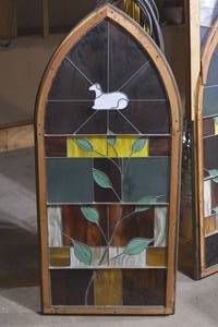 lot 127 image: LAMB STAINED GLASS WINDOW