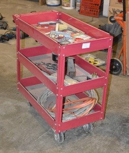 lot 38B image: ROLLING UTILITY CART WITH CONTENTS