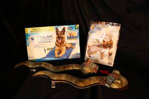 lot 95 image: Dog Lover Lot Toys, Cooling Mat, Halloween Costume