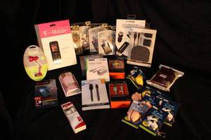 lot 132 image: Cell Phone Accessory Lot Chargers, T-Mobile Phone, and More