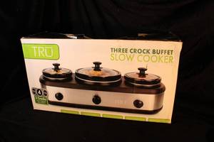 lot 171 image: Tru Three Crock Buffet Slow Cooker - New in Package