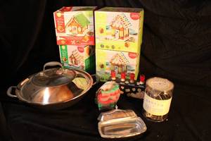 lot 196 image: Kitchen Cooking Lot Gingerbread Houses, Waffle Maker, and More