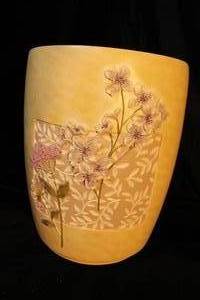 lot 211 image: Cream Lilac and Purple Flower Pottery Vase