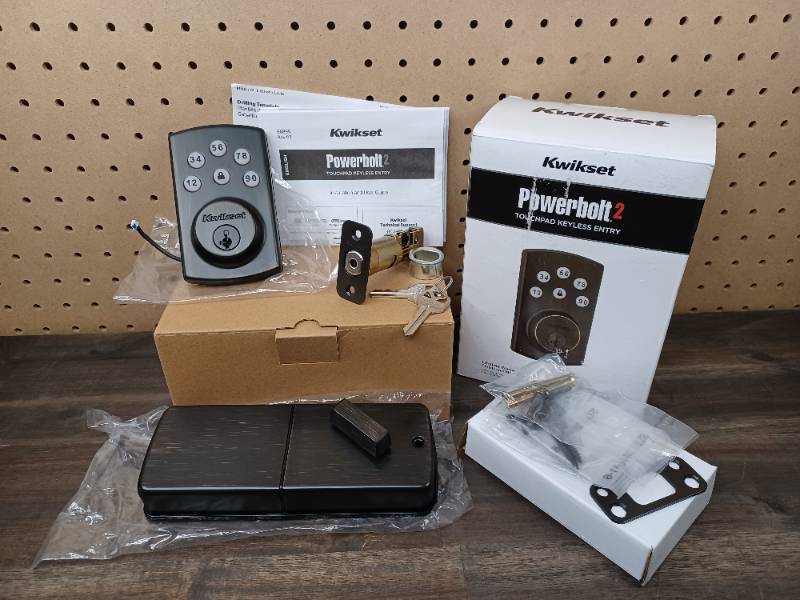 lot 14 image: Kwikset Powerbolt2 Venetian Bronze Single Cylinder Keypad Electronic Deadbolt Featuring SmartKey Security