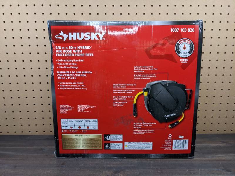 Husky 3/8 in. x 50 ft. Enclosed Hybrid Air Hose Reel