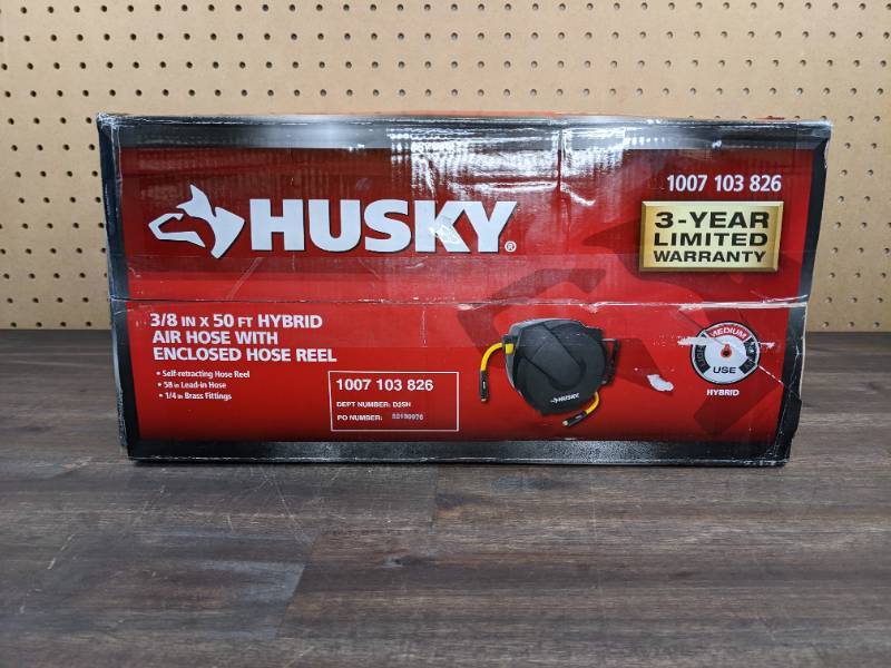 Husky, 3/8 in. x 50 ft. Enclosed Hybrid Air Hose Reel brand new in box!