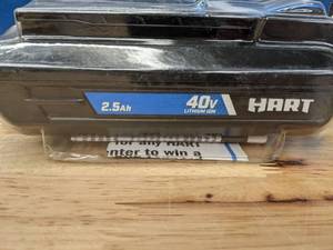 Brand New HART 40 Volt 2.5Ah Battery Accessory, Lithium-Ion, On-Board Fuel Gauge 