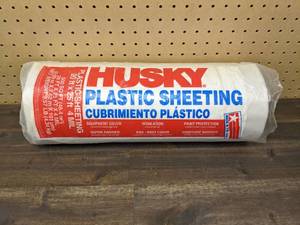 lot 121 image: Husky 20 ft. x 25 ft. Clear 4 mil Plastic Sheeting