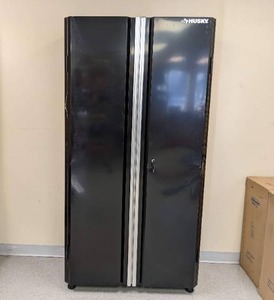 lot 195 image: Husky Ready-to-Assemble 24-Gauge Steel Freestanding Garage Cabinet in Black (36 in. W x 72 in. H x 18 in. D)