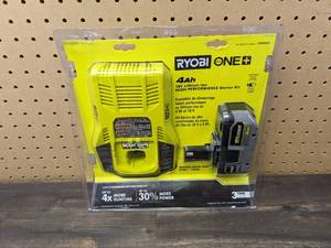 lot 53 image: RYOBI ONE 18V HIGH PERFORMANCE Lithium-Ion 4.0 Ah Battery and Charger Starter Kit