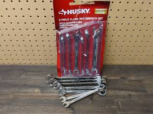 lot 158 image: Husky SAE & MM Flare Nut Wrench Set (6-Piece) and Husky Reversible Ratcheting SAE Combination Wrench Set (7-Piece)