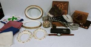 Vintage Frames, Handkerchiefs, Jewelry Boxes, Watch and Lighter