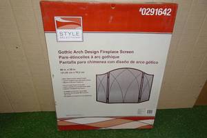lot 117 image: Style Selections Gothic Arch Design Fireplace Screen -Matte Balck