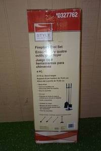 lot 120 image: Style Selections 4 Piece Fireplace Tool Set -Black Finish