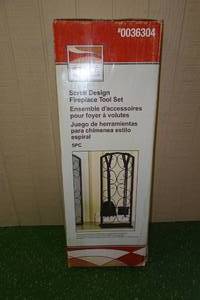 lot 122 image: Style Selections 4 Piece Scroll Design Fireplace Tool Set