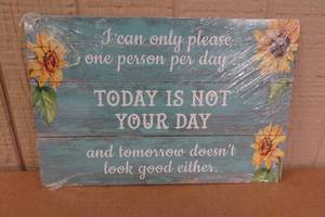 lot 222 image: Novelty Metal Sign -I can Only Please One Person a Day - Made in USA