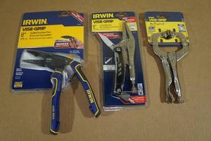 lot 62 image: Irwin Vise Grips - 6 and 6SP plus 8 Ergonomic Long Nose Pliers