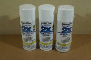 lot 82 image: 3 Rust-Oleum Gloss White Spray PaintPrimer