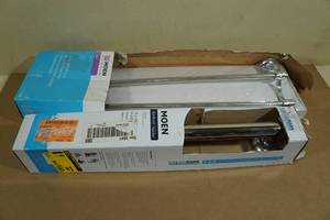 lot 196 image: Moen 18 Grab Bar with 24 Double Towel Bar -Chrome Finish