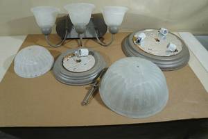 lot 204 image: 2 Ceiling Lights and 3 Bulb Vanity Light
