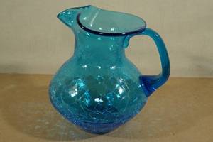 lot 215 image: Blue Crackle Glass Pitcher