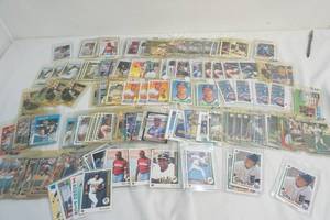 sleeved baseball cards and assortment