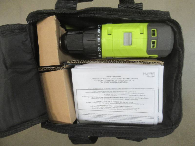 lot 700 image: RYOBI ONE 18V Cordless 2-Tool Combo Kit with DrillDriver, Impact Driver, (2) 1.5 Ah Batteries, and Charger, PCL1200K2 - NEW - SOLD AS IS