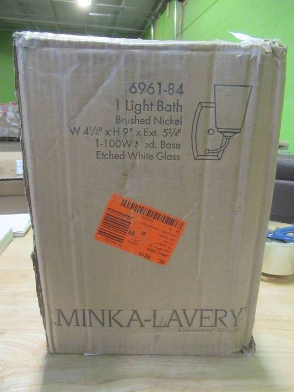 lot 233 image: Minka Lavery Overland Park 1-Light Brushed Nickel Bath Light