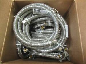 lot 265 image: (10 Pack) of 38 x 38 X 48 Stainless Steel Universal Dishwasher Supply Lines. - SOLD AS IS