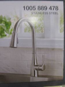 lot 357 image: Glacier Bay Sadira Touchless Single-Handle Pull-Down Sprayer Kitchen Faucet with TurboSpray and FastMount in Stainless Steel (NEW)