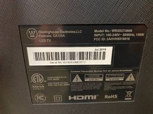 lot 1007 image: WR55UT4009 Westinghouse 55 4K Ultra HD Roku Smart TV with HDR