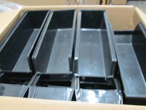 Large Box of Black Organizing Bins ...
