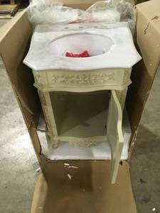 Home Decorators Collection Winslow 26 in. W x 22 in. D Bath Vanity in Antique White with Vanity Top in White Marble with White Basin Customer return Review all pictures