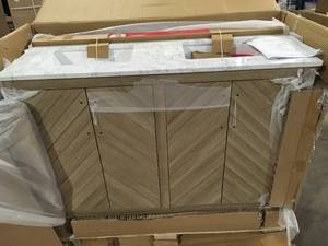 Glacier Bay Huckleberry 48 in. W x 19 in. D x 34.5 in. H Bath Vanity in Natural Oak with White Cultured Marble Top, Customer return, Review all pictures