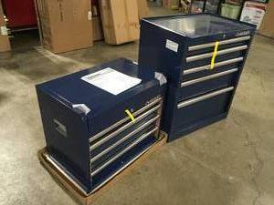 Husky 27 in. 10-Drawer Blue Tool Chest Combo, Open Box, Review all pictures
