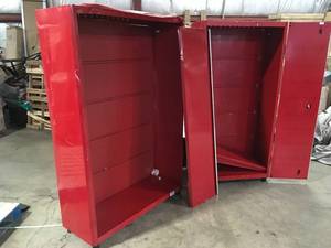 Husky Ready-to-Assemble 24-Gauge Steel Freestanding Garage Cabinet in Red (36 in. W x 72 in. H x 18 in. D), Lot of 2, Customer returns Review all pictures
